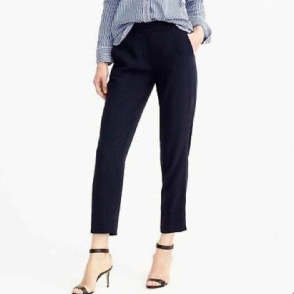 J. Crew Easy Pant Stretch Linen Navy Blue Pants Size 2